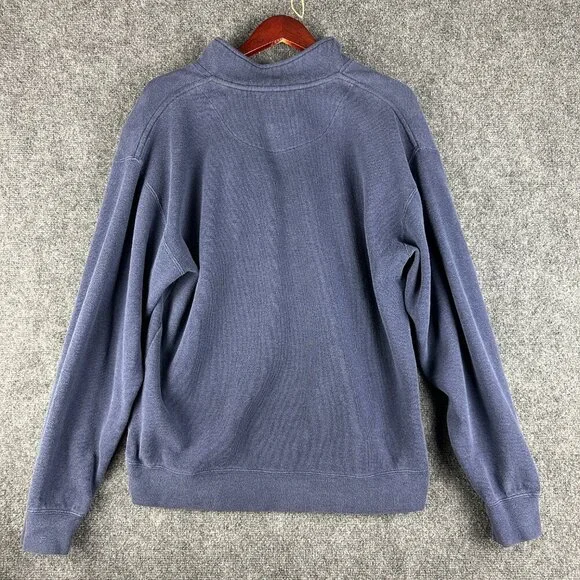 Orvis Sweater Mens Medium 1/4 Zip Blue Pullover Long Sleeve Rib Hem Cuffs - Picture 7 of 8